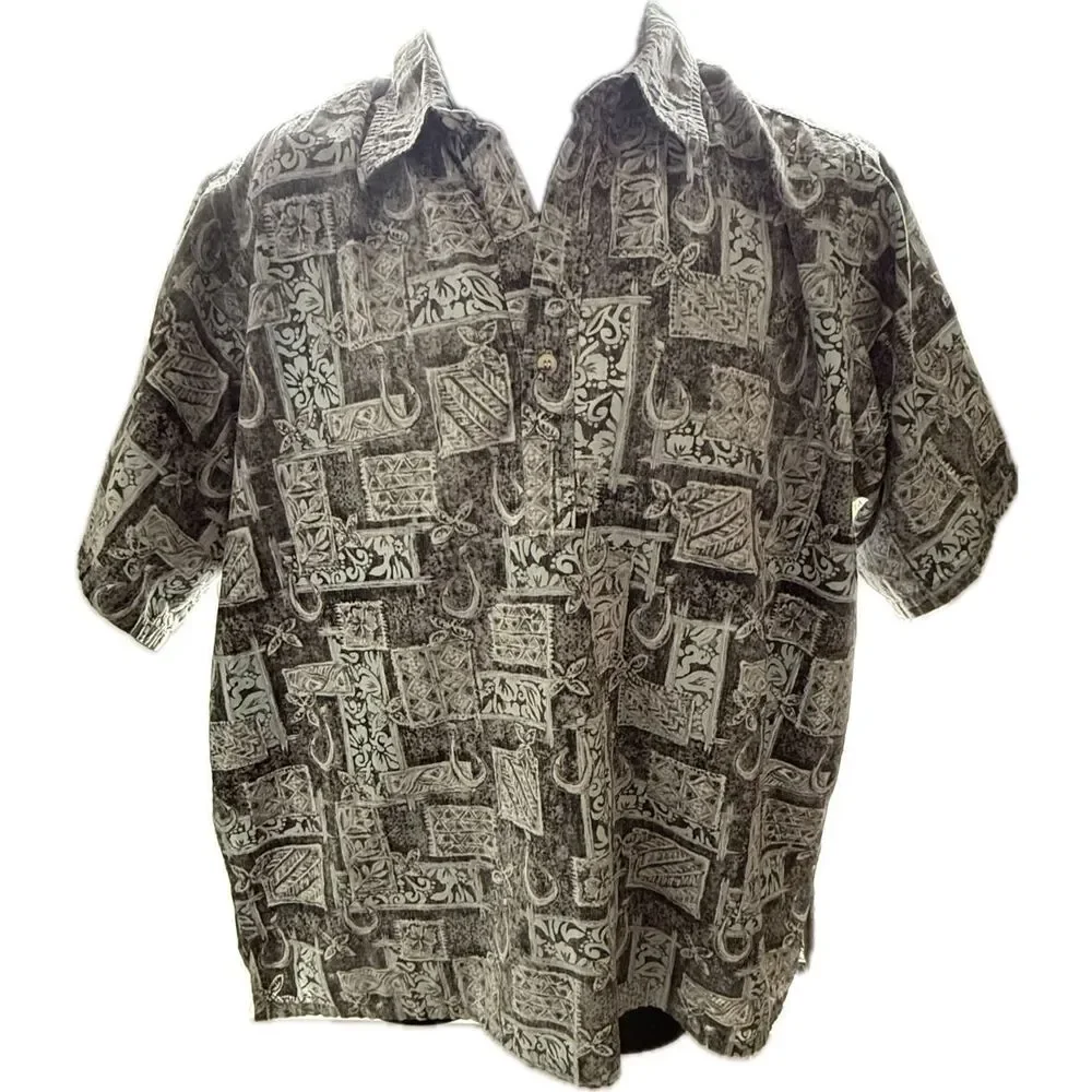 Go Barefoot Makau Fish Hook Hawaiian Shirt Men’s Size XL